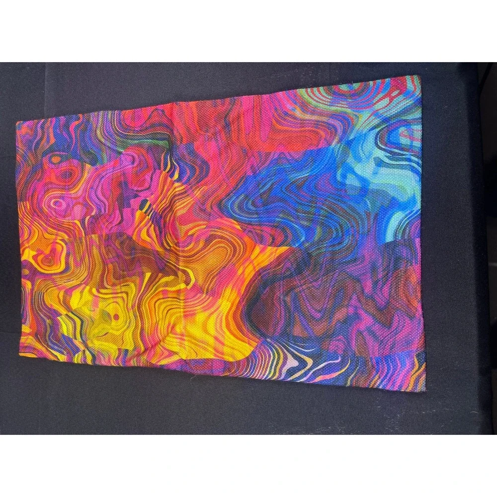 Psychedelic Abstract Swirl Rainbow‎ Decorative Pillow Cover 12x18 Hidden Zipper